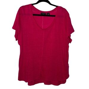 Tahari Top Women’s XL 100% Linen Pink Gorpcore Coastal Grandmother Relaxed Fit